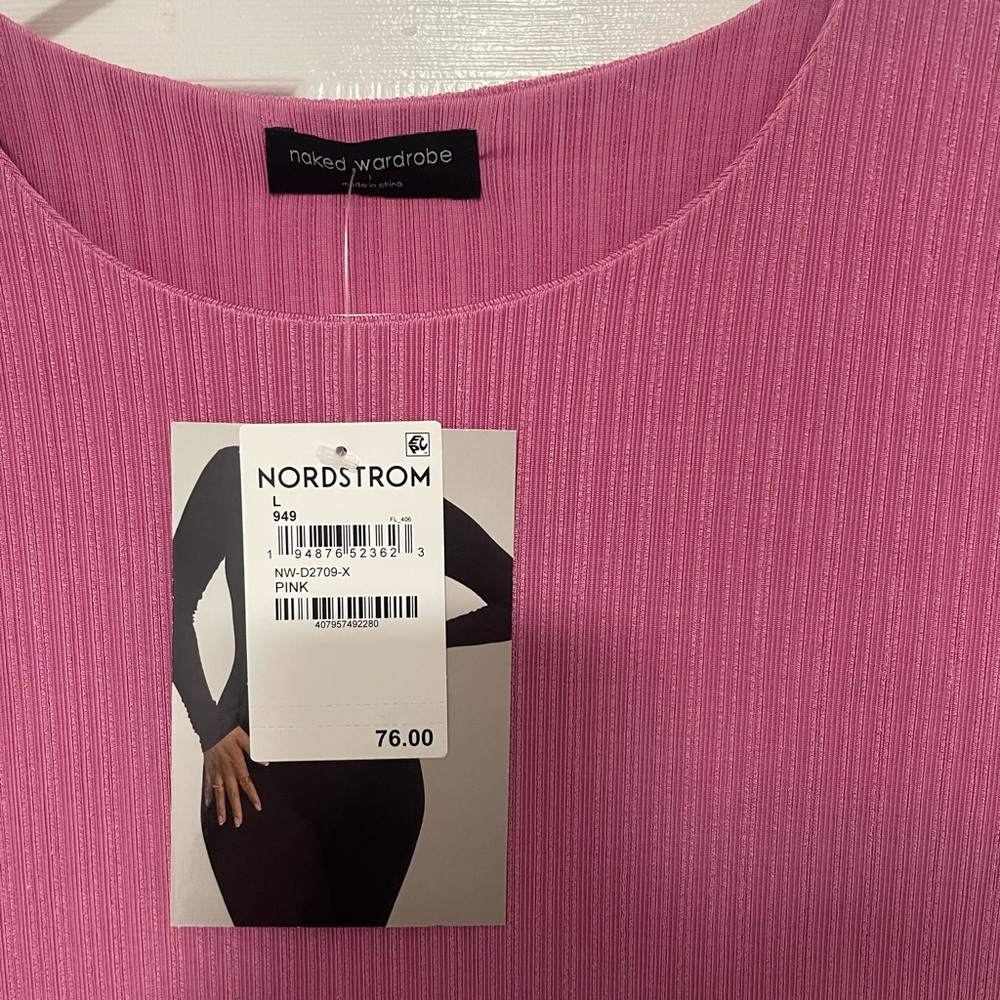 naked wardrobe Ribbed Long-Sleeve Maxi Dress in Bright Pink - Picture 4 of 6